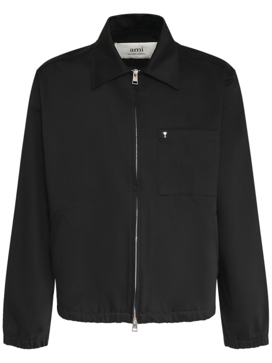 AMI Paris: ADC compact cotton zip jacket - Siyah - men_0 | Luisa Via Roma