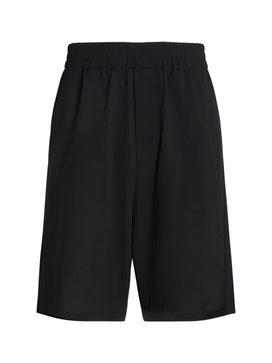 AMI Paris: Cotton crepe Bermuda shorts - Siyah - men_0 | Luisa Via Roma