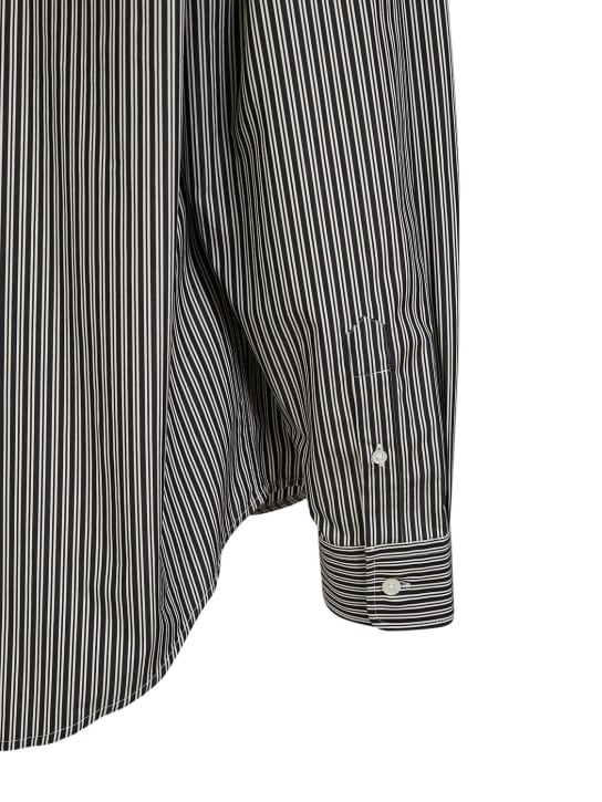 AMI Paris: Striped cotton boxy fit shirt - Black/White - men_4 | Luisa Via Roma