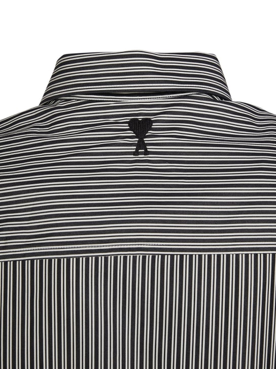 AMI Paris: Striped cotton boxy fit shirt - Black/White - men_5 | Luisa Via Roma