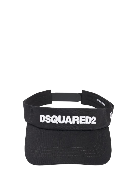 Dsquared2: Logo棉质遮阳帽 - 黑色 - women_0 | Luisa Via Roma