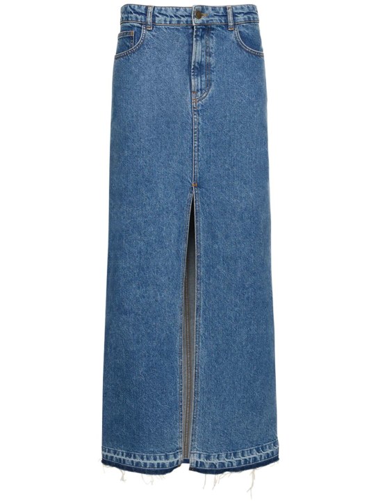 Philosophy Di Lorenzo Serafini: Denim long skirt w/ front slit - Blue - women_0 | Luisa Via Roma