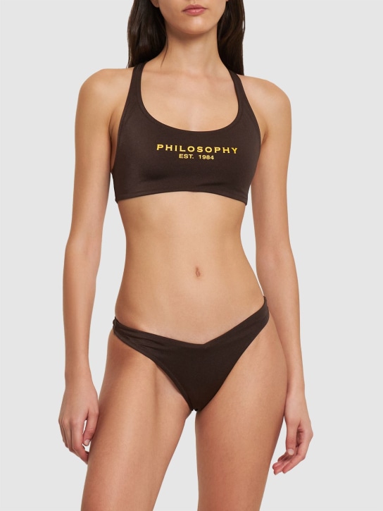 Philosophy Di Lorenzo Serafini: Set de bikini con logo - Café - women_1 | Luisa Via Roma