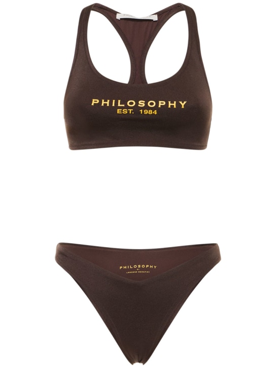 Philosophy Di Lorenzo Serafini: Set de bikini con logo - Café - women_0 | Luisa Via Roma