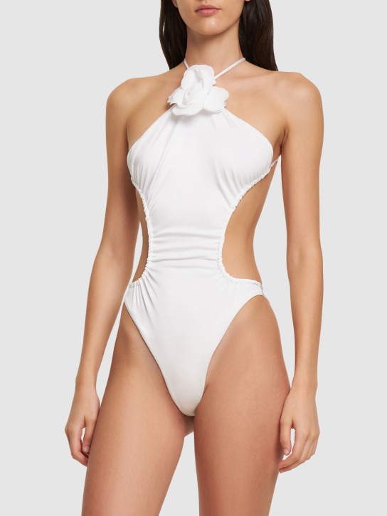 Philosophy Di Lorenzo Serafini: One piece swimsuit w/ rose appliqué - White - women_1 | Luisa Via Roma