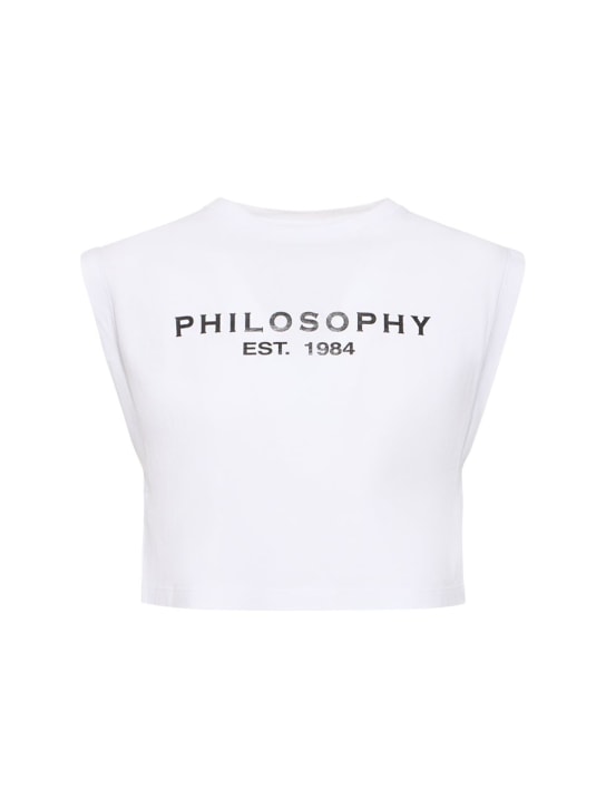 Philosophy Di Lorenzo Serafini: Cropped logo t-shirt - Beyaz - women_0 | Luisa Via Roma