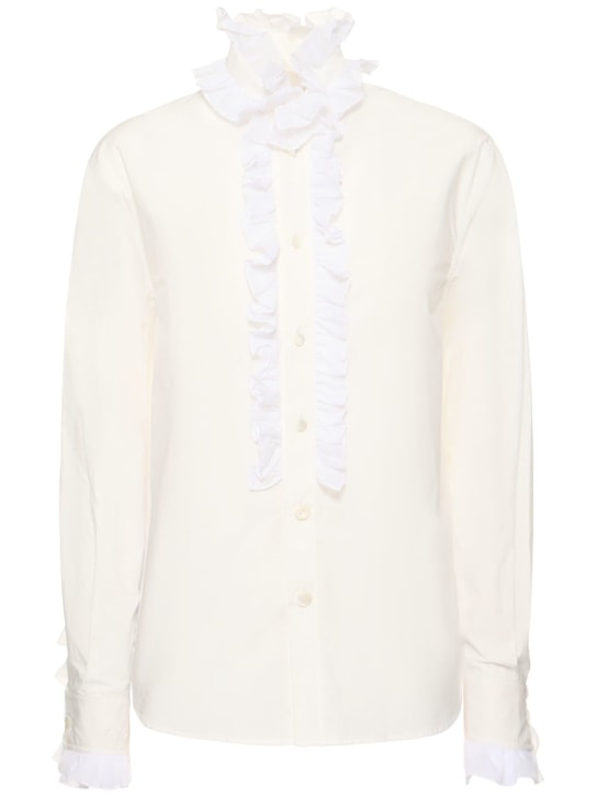 Philosophy Di Lorenzo Serafini: Ruffled cotton poplin blouse - Beyaz - women_0 | Luisa Via Roma