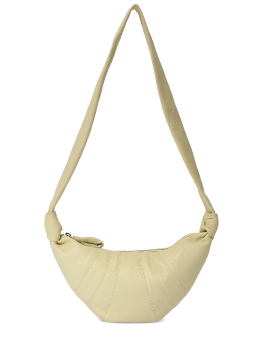 Lemaire: Small Croissant grain leather bag - Dusty Yellow - women_0 | Luisa Via Roma