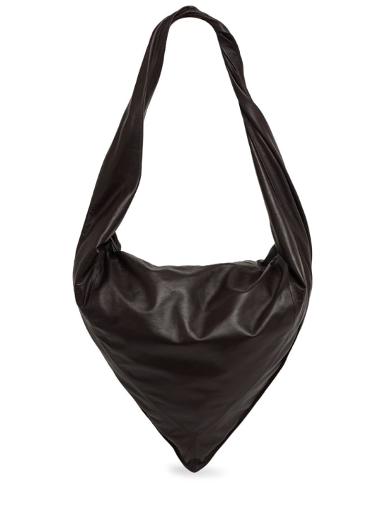 Lemaire: Scarf leather shoulder bag - Espresso - women_0 | Luisa Via Roma
