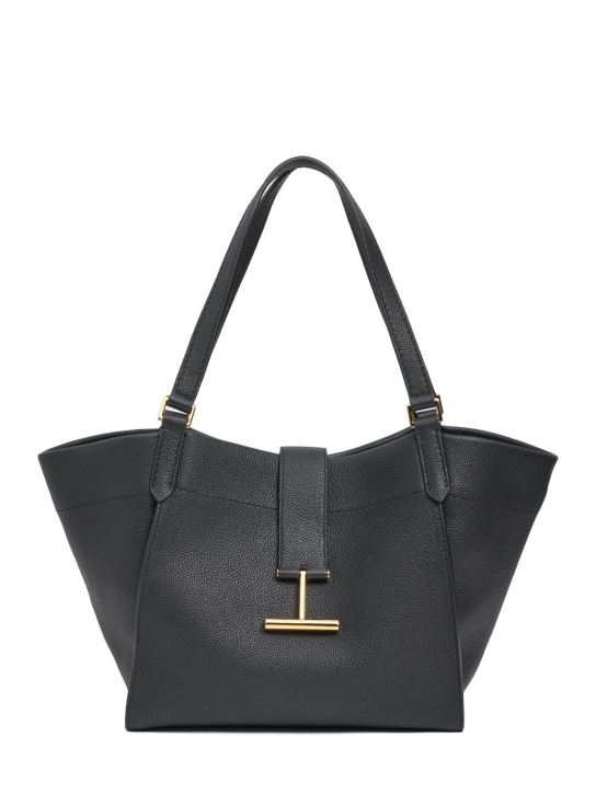 Tom Ford: Medium Tara grain leather tote bag - Black - women_0 | Luisa Via Roma