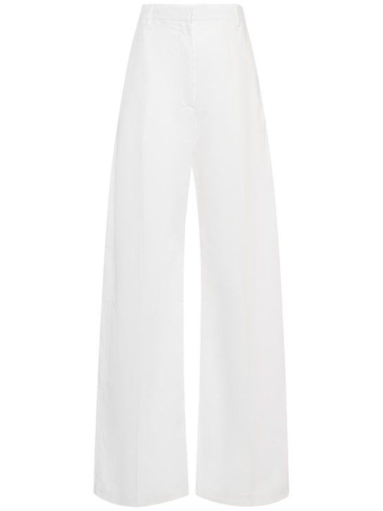 Sportmax: Gebe cotton canvas wide pants - White - women_0 | Luisa Via Roma