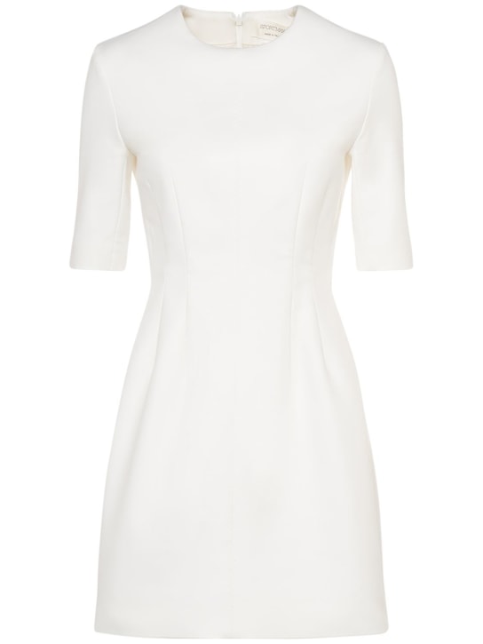 Sportmax: Vestido corto de gabardina de algodón - Blanco - women_0 | Luisa Via Roma