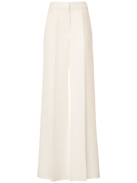 Max Mara: Linen wide pants - White Ivory - women_0 | Luisa Via Roma