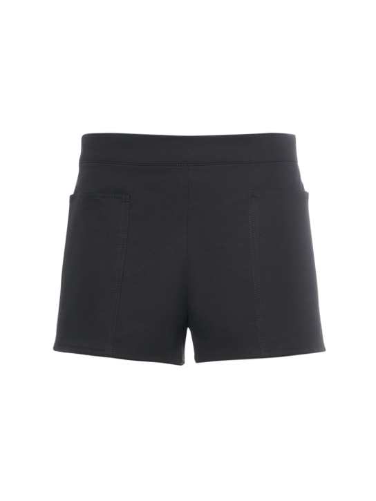 Max Mara: Cotton twill mini shorts - Siyah - women_0 | Luisa Via Roma