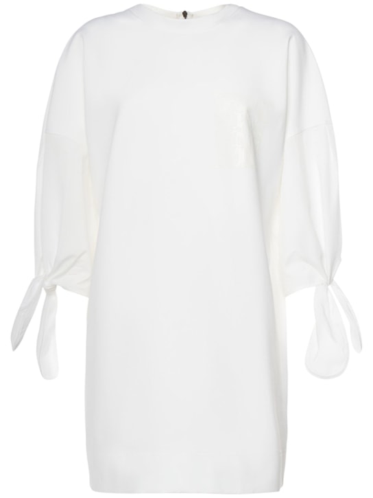 Max Mara: Cotton poplin lace-up mini dress - Beyaz - women_0 | Luisa Via Roma