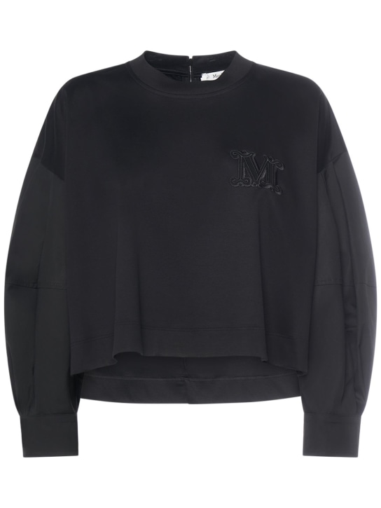 Max Mara: Cotton jersey sweatshirt w/ embroidery - Black - women_0 | Luisa Via Roma