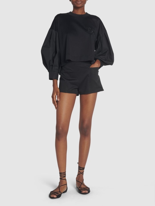 Max Mara: Cotton jersey sweatshirt w/ embroidery - Black - women_1 | Luisa Via Roma