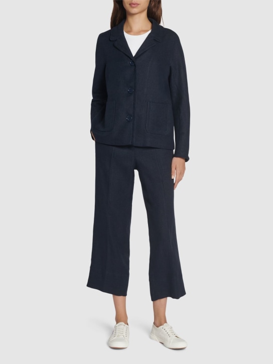 'S Max Mara: Ninfa linen blend jacket - Lacivert - women_1 | Luisa Via Roma
