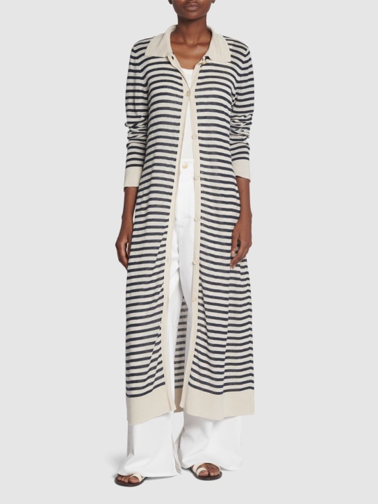 'S Max Mara: Nine striped linen long sleeve dress - women_1 | Luisa Via Roma