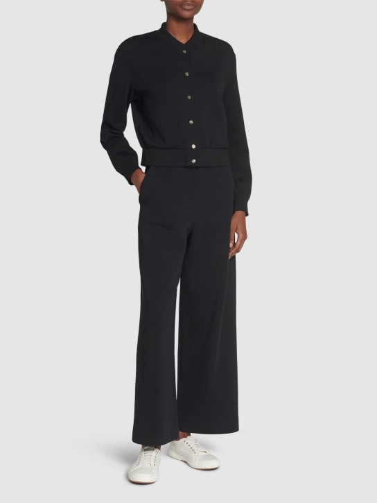 'S Max Mara: Pantalones anchos de jersey - Negro - women_1 | Luisa Via Roma