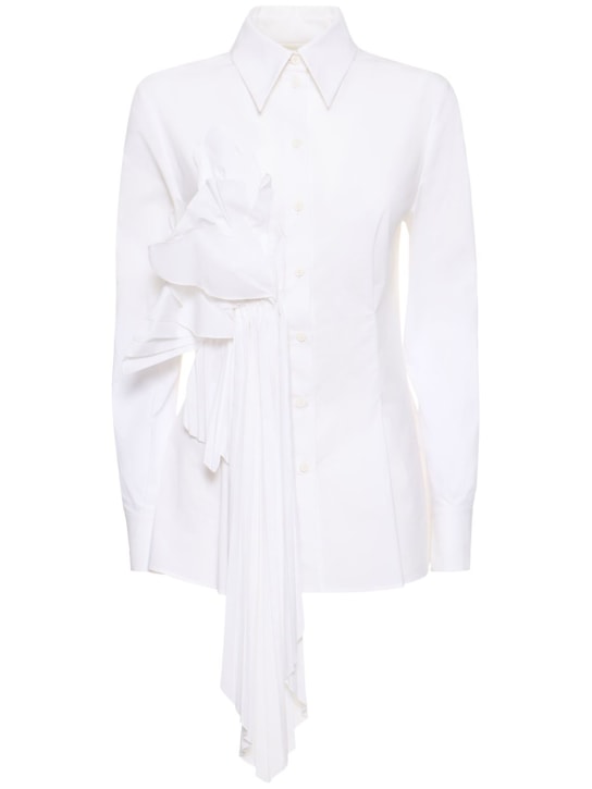 Alberta Ferretti: Camisa de popelina de algodón - Blanco - women_0 | Luisa Via Roma