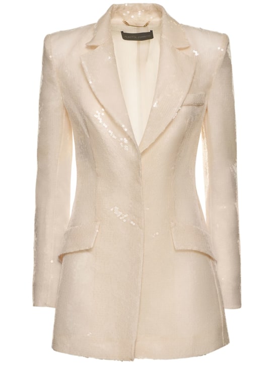 Alberta Ferretti: Fitted sequined jacket - Beyaz - women_0 | Luisa Via Roma