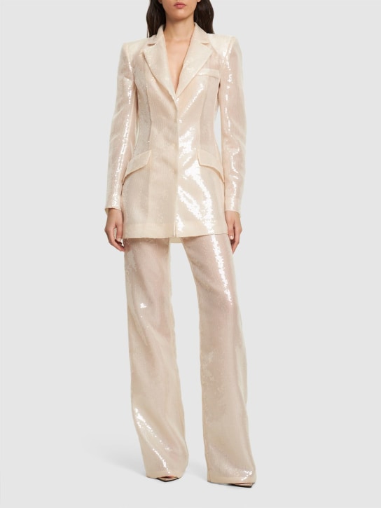 Alberta Ferretti: Fitted sequined jacket - Beyaz - women_1 | Luisa Via Roma