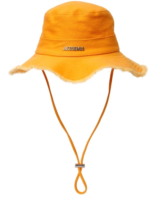 Jacquemus: Chapeau en coton à logo Le Bob Artichaut - Orange Foncé - women_0 | Luisa Via Roma