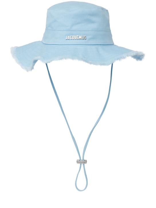 Jacquemus: Gorro Le Bob Artichaut de algodón con logo - Azul - women_0 | Luisa Via Roma