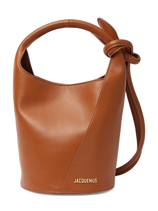 Jacquemus: Le Petit Tourni smooth leather bag - Light Brown 2 - women_0 | Luisa Via Roma