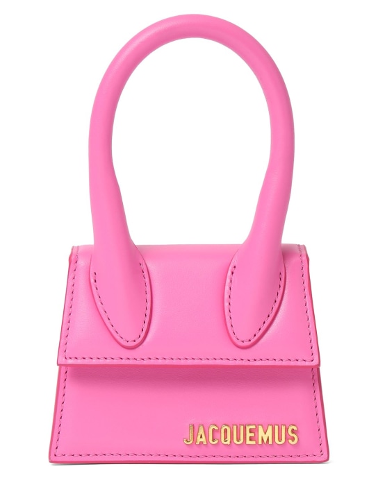 Jacquemus: Le Chiquito Moyen smooth leather bag - Neon Pink - women_0 | Luisa Via Roma