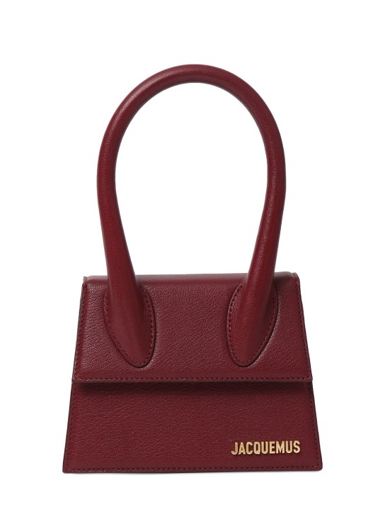 Jacquemus: Le Chiquito Moyen smooth leather bag - Dark Burgundy - women_0 | Luisa Via Roma