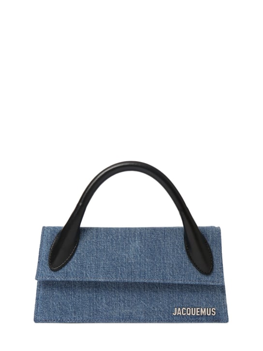 Jacquemus: Le Chiquito long denim top handle bag - Blue - women_0 | Luisa Via Roma