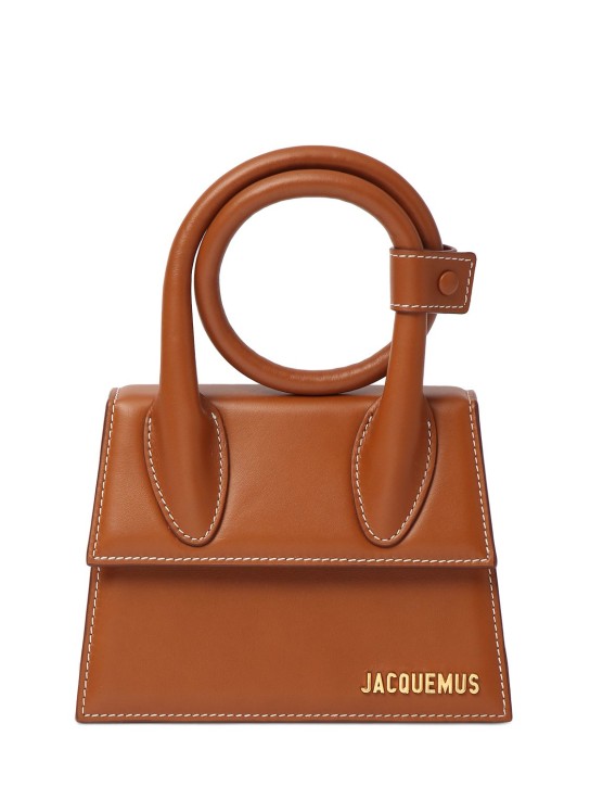 Jacquemus: Le Chiquito Noeud smooth leather bag - Light Brown 2 - women_0 | Luisa Via Roma