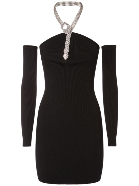 Giuseppe Di Morabito: Stretch cotton mini dress - Black - women_0 | Luisa Via Roma