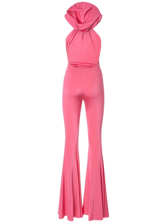 Giuseppe Di Morabito: Stretch jersey jumpsuit - Hot Pink - women_4 | Luisa Via Roma
