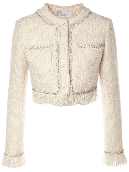 Giuseppe Di Morabito: Embellished bouclé  jacket - Milk White - women_0 | Luisa Via Roma