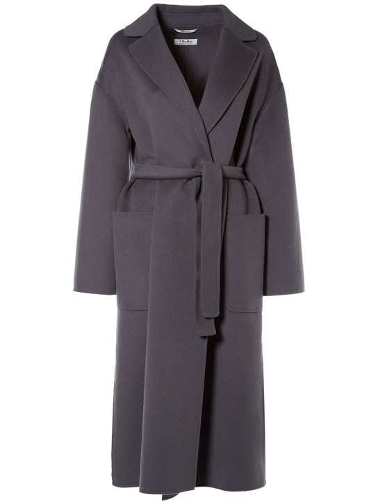 'S Max Mara: Nina wool midi coat w/ belt - Smoke - women_0 | Luisa Via Roma