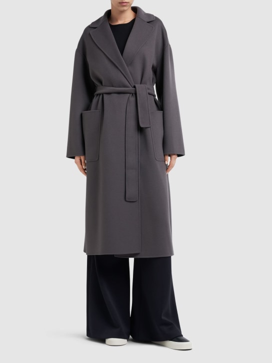 'S Max Mara: Nina wool midi coat w/ belt - Smoke - women_1 | Luisa Via Roma