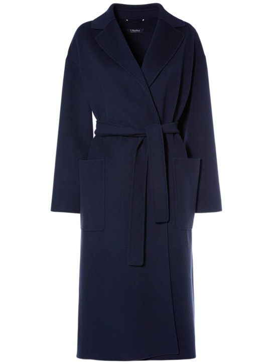 'S Max Mara: Nina wool midi coat w/ belt - Dark Blue - women_0 | Luisa Via Roma