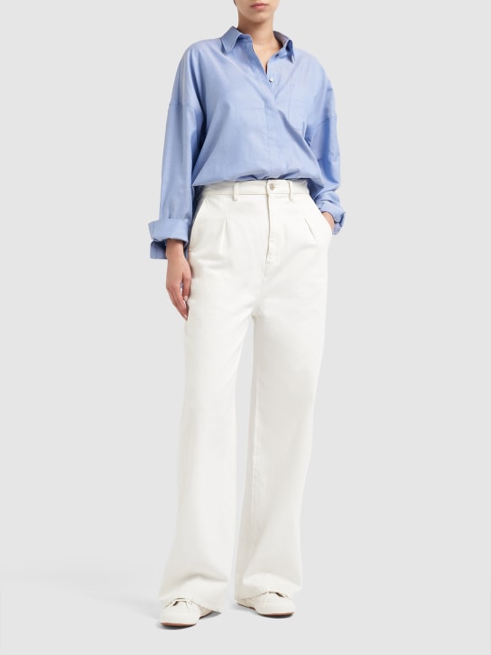 'S Max Mara: Lodola cotton Oxford shirt - Açık Mavi - women_1 | Luisa Via Roma