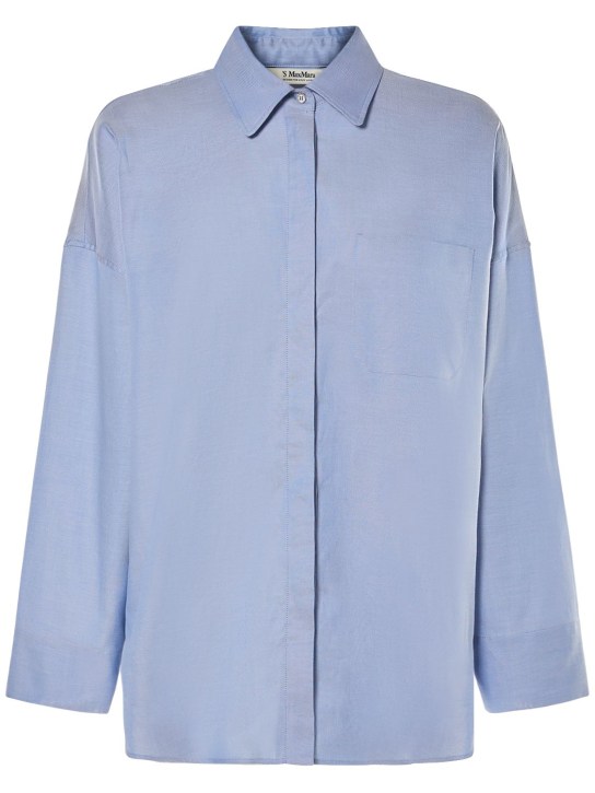 'S Max Mara: Lodola cotton Oxford shirt - Açık Mavi - women_0 | Luisa Via Roma