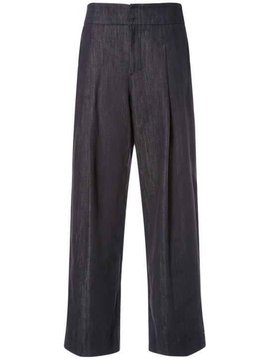 'S Max Mara: Pantalon ample imitation denim de coton Athos - Noir - women_0 | Luisa Via Roma