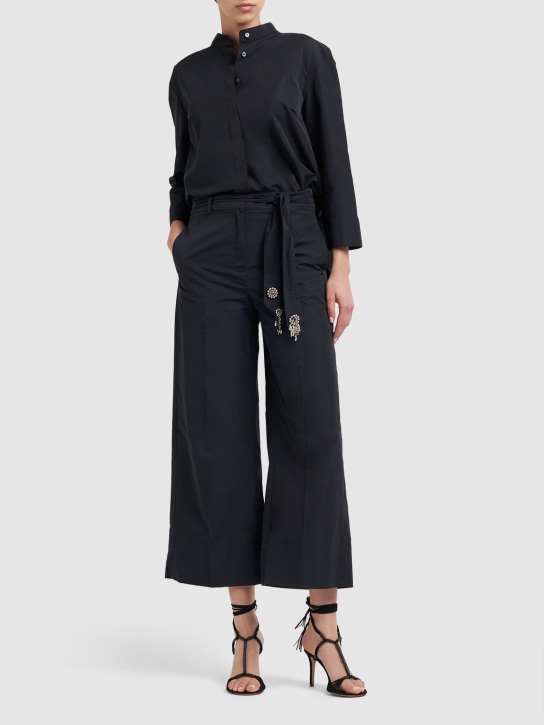 'S Max Mara: Agostin cotton pants w/ embellished belt - women_1 | Luisa Via Roma