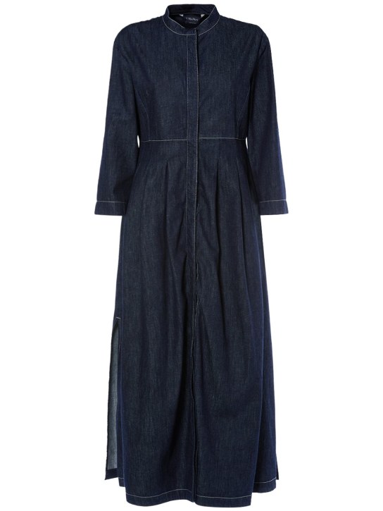 'S Max Mara: Autore cotton denim midi dress - Dark Blue - women_0 | Luisa Via Roma