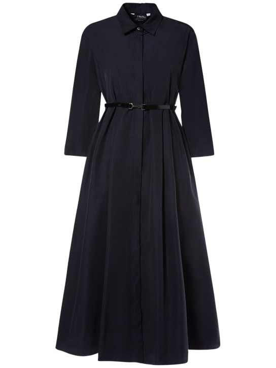 'S Max Mara: Emilia cotton blend midi shirt dress - Dark Blue - women_0 | Luisa Via Roma