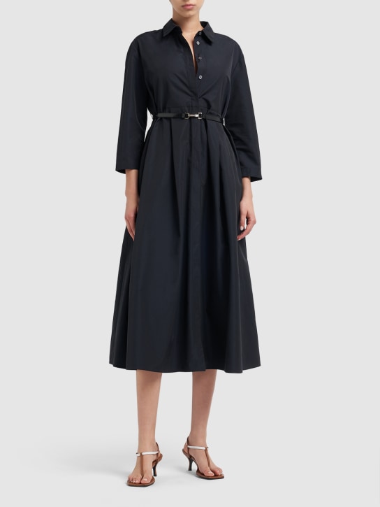 'S Max Mara: Emilia cotton blend midi shirt dress - Dark Blue - women_1 | Luisa Via Roma