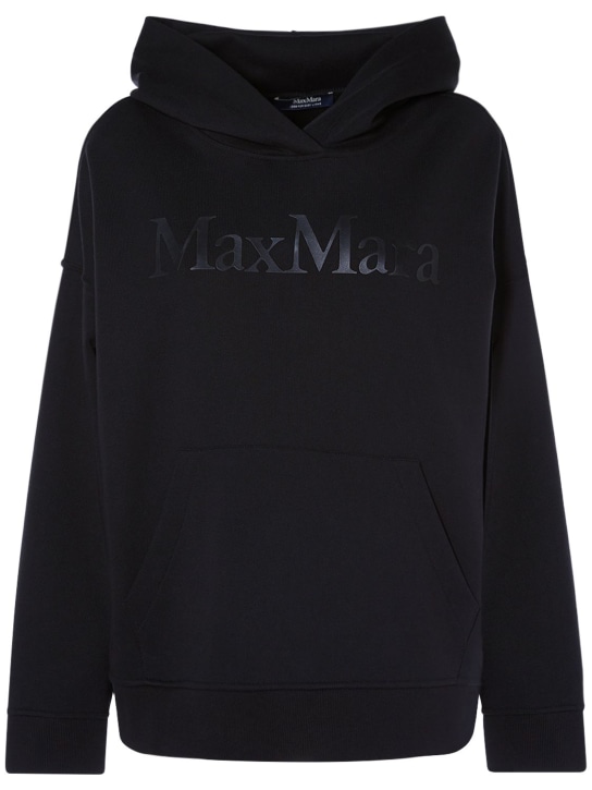 'S Max Mara: Hoodie aus Jersey mit Logo „Palm“ - Schwarz - women_0 | Luisa Via Roma
