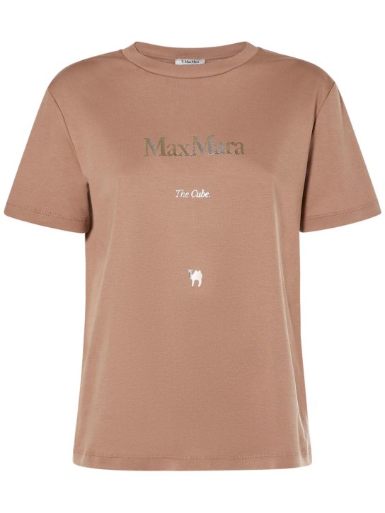 'S Max Mara: T-shirt Quieto in jersey di cotone con logo - women_0 | Luisa Via Roma