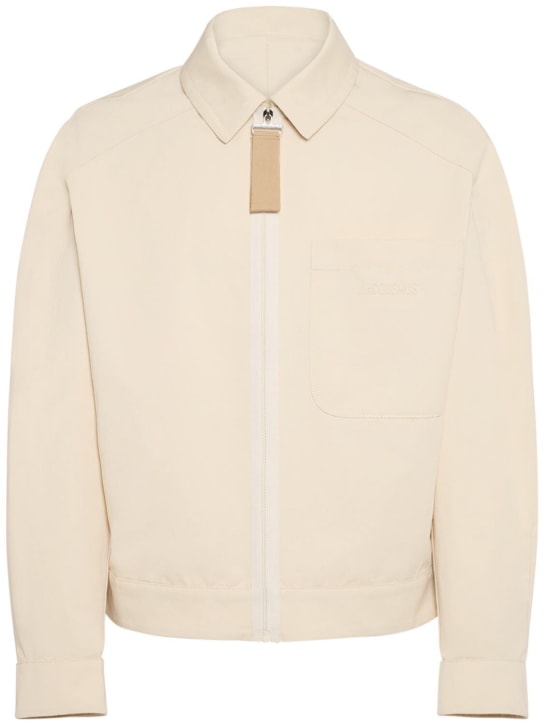 Jacquemus: Le Blouson Linu cotton & linen jacket - Beige - men_0 | Luisa Via Roma